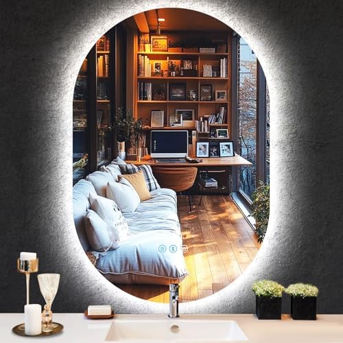 THEKLA 20 x 32 Inch Backlit Oval Lighted Vanity Mirror by THEKLABATHROOMLEDMIRROR