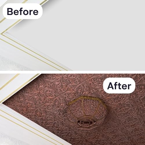 Art3d PVC Drop Ceiling Tiles 24x24 in, 48 Sq.Ft, Rose Copper - Image 6