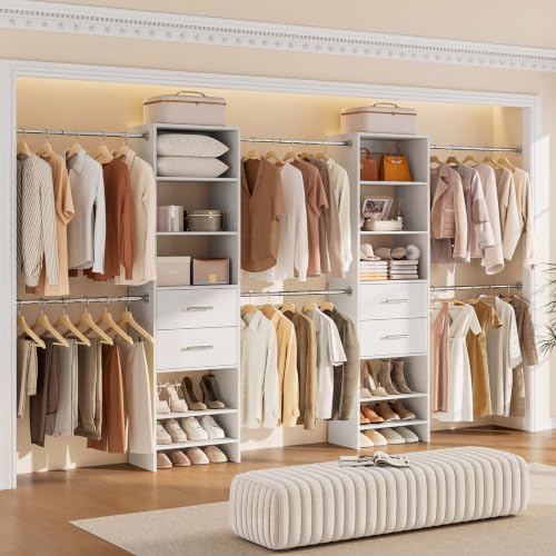 Walk-in Closet System, Wall Mounted Garment Rack, Closet Shelving White - Image 3