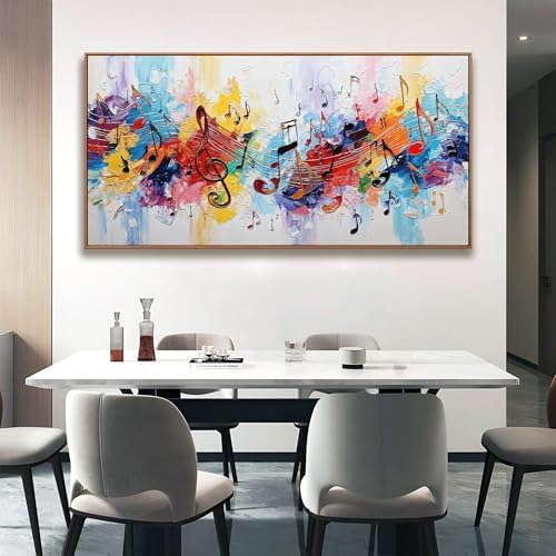 Large Abstract Wall Art For Living Room Colorful Musical Note Canvas Art Wall - Image 3