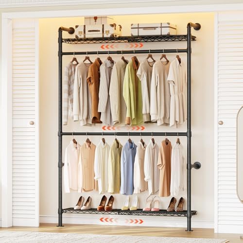 ONBRILL H1 Plus Expandable Wall Mounted Closet System Clothing Rack Black by ONBRILL