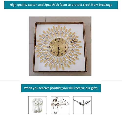 Large Wall Clock Metal Decorative 3D Non-Ticking Silent Quartz - Image 7