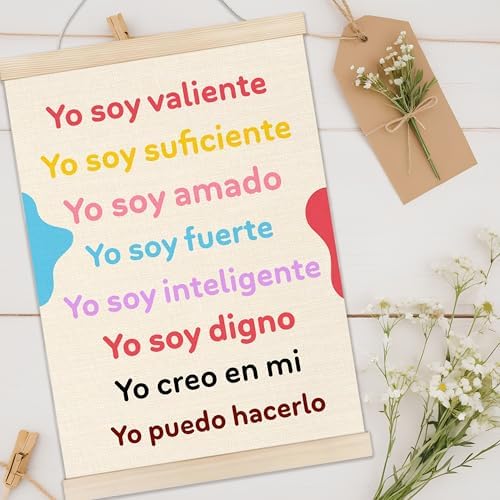 Welshower Boho Spanish Classroom Poster Hanger Frame, Yo Soy Valiente - Image 2