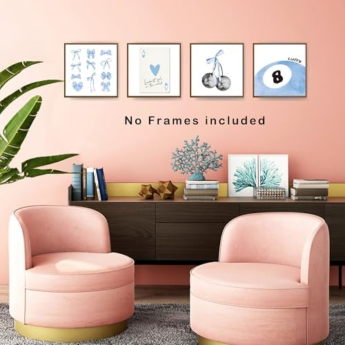 okaxscm Light Blue Coquette Trendy Preppy Wall Art Prints Set of 4, Coquette - Image 5