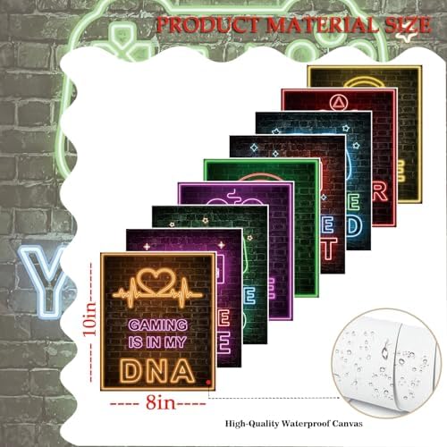 SAMHOU 9-Piece Gaming Room Canvas Wall Art, Cool Game Posters Wall Decor Oil - Image 3