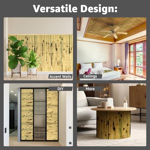 Art3d 12 x 96 in Pole Wrap Natural Bamboo Wall Panel, Light Burned - Image 3