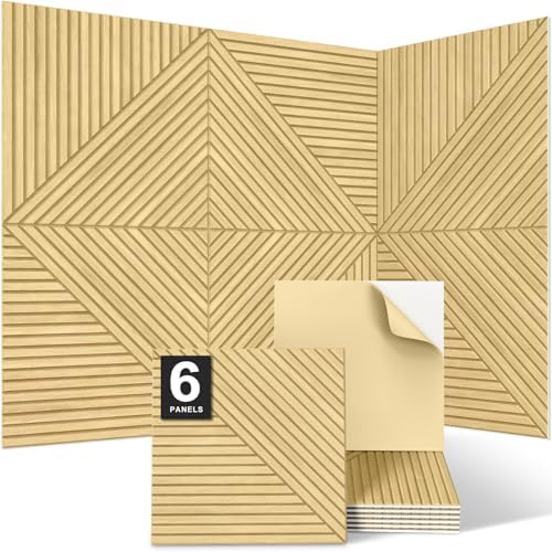 JBER Wood-Pattern Acoustic Panels 23.6" x 23.6", 6 Pack by JBER