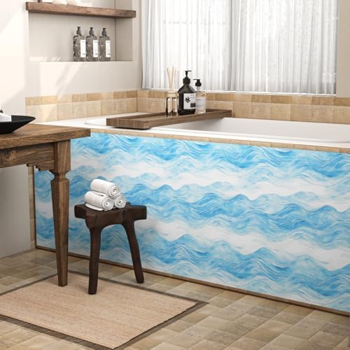 Watercolor Waves Blue Ombre Peel and Stick Wallpaper 17.5" x 118" - Image 6