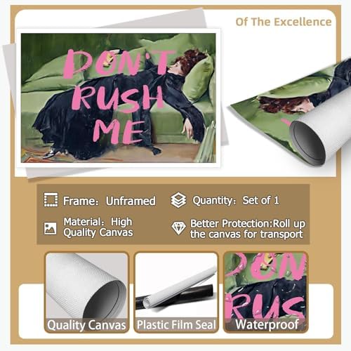 Vintage Don'T Rush Me Pink Graffiti Posters Preppy Style Maximalist Canvas Wall - Image 7