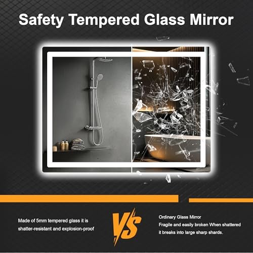 LED Bathroom Mirror with Lights, 30 x 40 Lighted Vanity Wall Mirror - Image 6