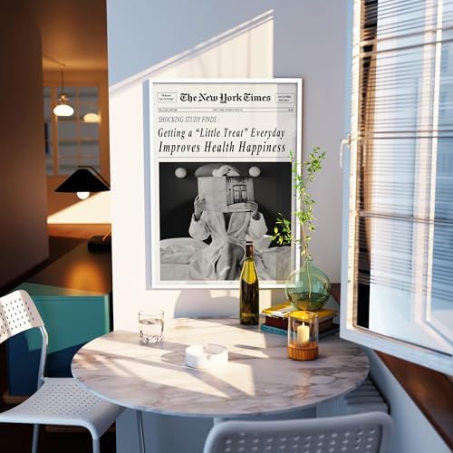 Funky Black and White Newspaper Wall Art 20x30 in White Framed Humor Quotes - Image 3