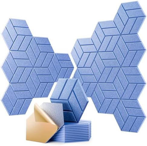 12Pcs Acoustic Panels with Self-adhesive, Hexagonal Soundproof Wall Panels High by OTUOER