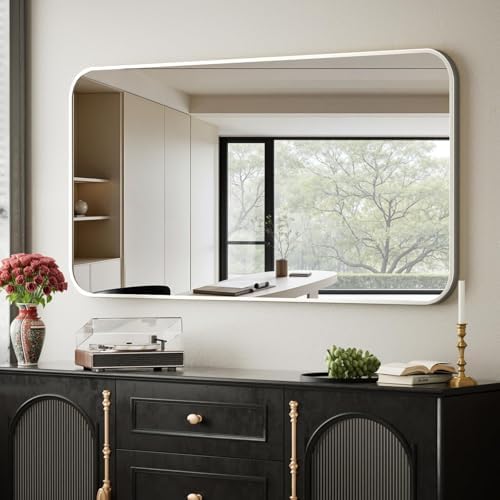 BEAUTYPEAK 26" x 38" Silver Wall Mounted Bathroom Mirror by BEAUTYPEAK