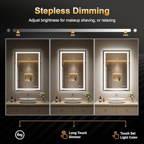 LED Bathroom Mirror with Light, 24x36 Vanity Mirror - Image 4