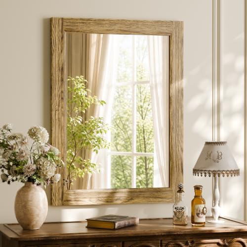 Rectangular Wall Mirror 30" x 40", Solid Wood Frame Bathroom Mirror - Image 3