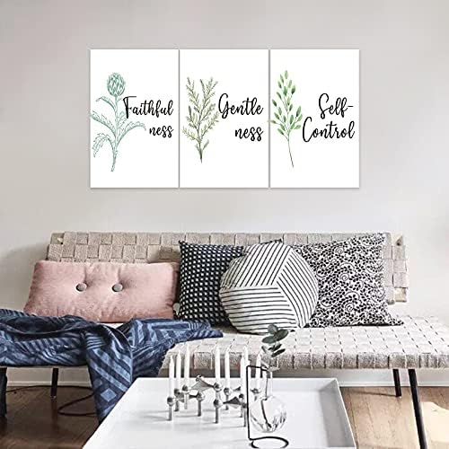 3 Piece Inspirational Wall Art, Quote "Faithfulness Gentleness Self-control" - Image 4