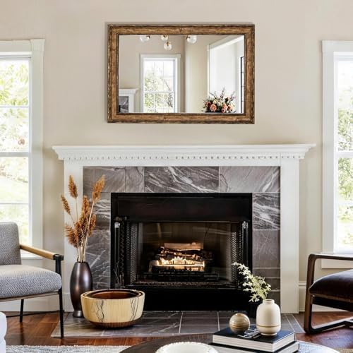 Rectangular Antique Solid Wood Frame Mirror, Wooden Mirrors - Image 6