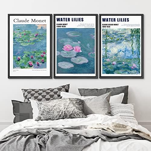 MUDECOR Framed Wall Art Print Set Water Lilies by Claude Monet Nature - Image 2