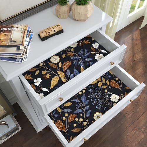 BOKEBEVE Floral Wallpaper Peel and Stick Vintage Blue Gold 17.5 x 393.5In - Image 6