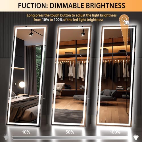 Hasipu Full Length Mirror with Lights, 66.9" x 23.6" LED Lighted Floor Standing - Image 3