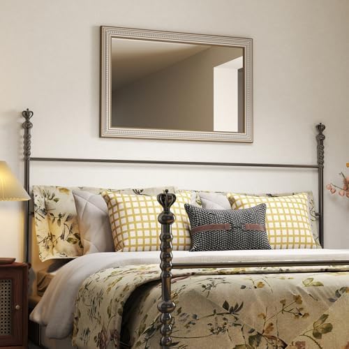 36x24 Inch Wooden Rectangular Wall Mirror, Farmhouse Decorative Mirrors - Image 5