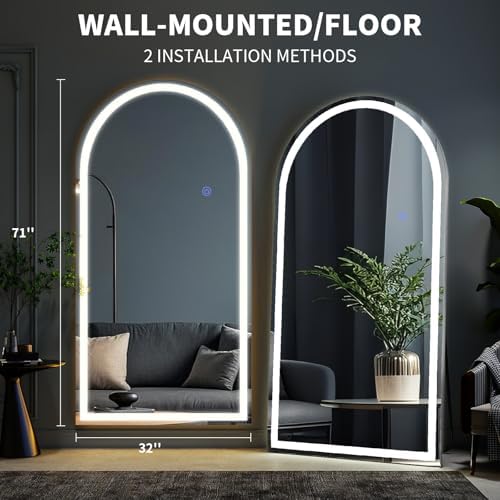 VooBang 71"x32" Large LED Arched Mirror Full Length - Image 4