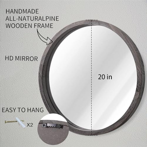 JJUUYOU Large Circle Wall Mirror 20 Inch Round Wall Mirror - Image 2