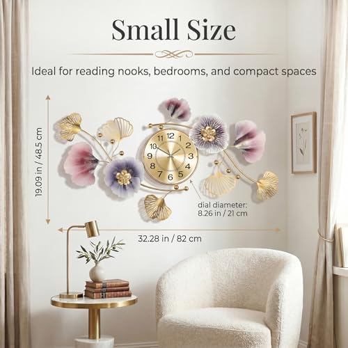 33" 3D Ginkgo Leaf Metal Wall Clock - Image 6