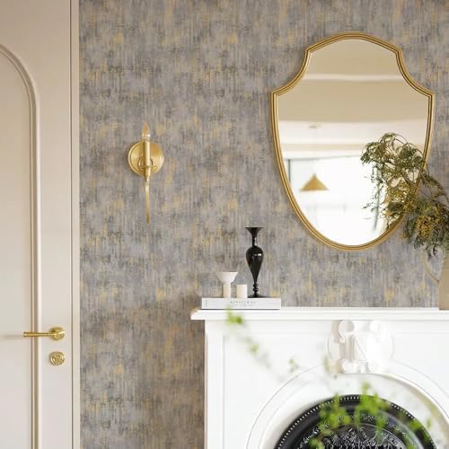 Metallic Textured Wallpaper Distressed Concrete Wallpaper 17.3in x 39.4ft by SimonSiff