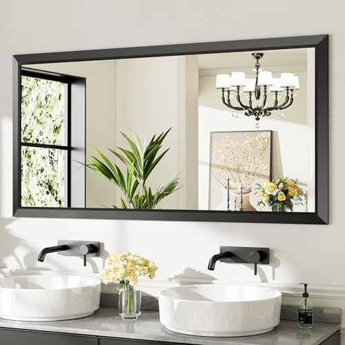 Briivue Black Metal Framed Bathroom Wall Mirror, 60x28 Inch by Briivuemodernmirrors