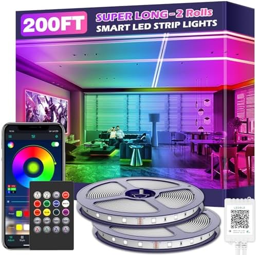 Led Strip Lights, Long Smart Led Light Strips Music Sync 5050 RGB Color by LETIANPAI