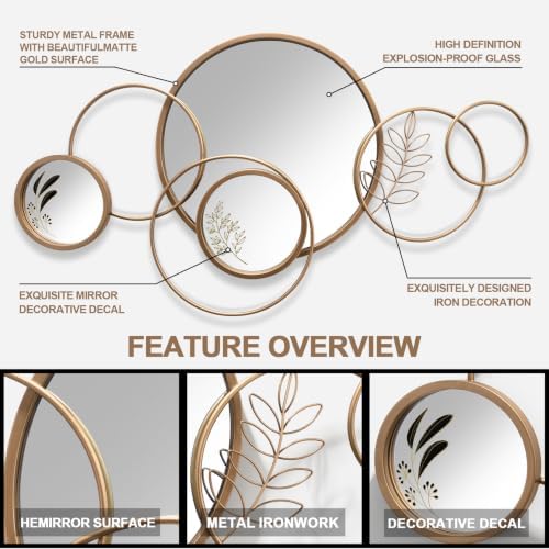 Wall Mirror Decorative, Bronze Mirror Wall Decor Large Round Mirror - Image 2