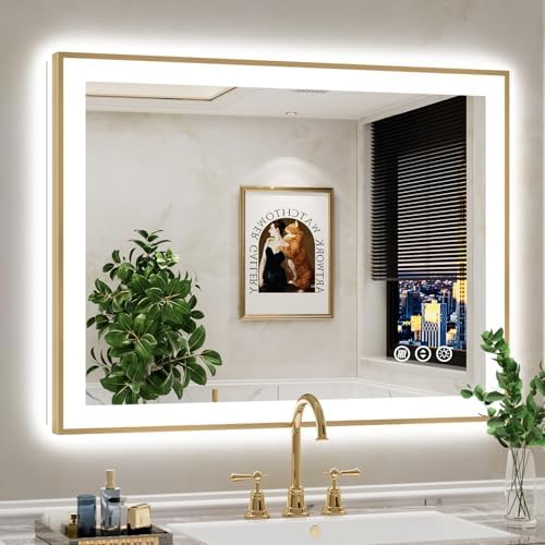40x30 LED Bathroom Mirror with Lights by YEELAIT