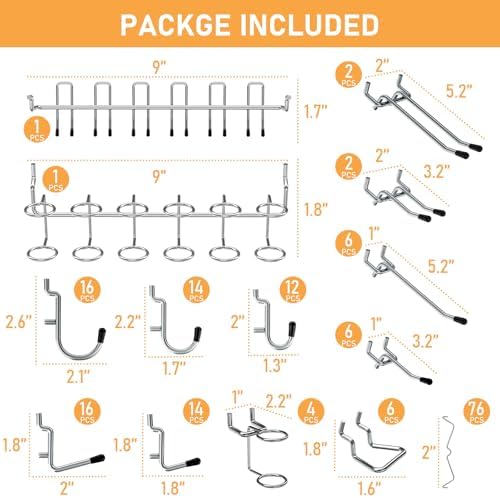 INCLY 176PCS Pegboard Hooks - Image 4