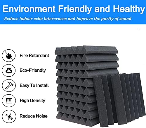 24 Pack Acoustic Foam Panels, Offices Walls Ceiling（12 Blue+12 Black） - Image 3