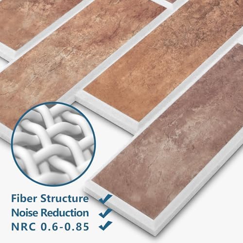 8-Pack 3D Faux Brick Acoustic Wall Panels, 11.8" x 11.8" Peel and Stick PET - Image 3