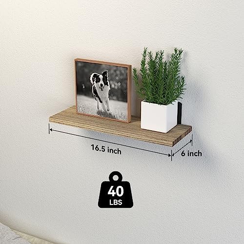 DOLLFIO Floating Wall Shelves, Decor & Storage, Rustic Brown - Image 3
