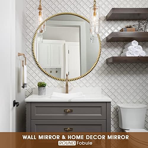 Round Bathroom Wall Mirror, Wall Mounted Large Circle Makeup Mirror - Image 2
