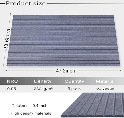 Large Acoustic Wall Panels, 10 Pack, Dark Grey - Image 3