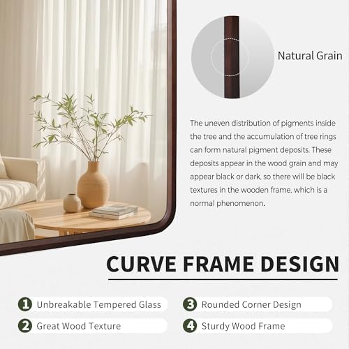Bathroom Mirror for Wall, Wood Rectangle 30 x 48 inch Hanging Vanity Mirrors - Image 6