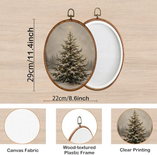 KSDUT Vintage Christmas Tree Fir Tree Oval Wall Art 8.6"x11.4" - Image 7