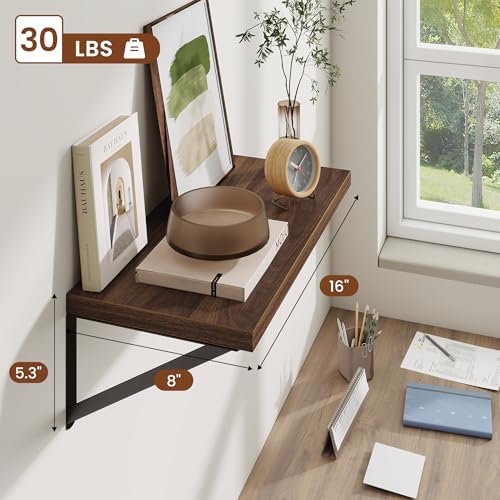Deep Wall Shelves 16"W x 8"D Engineered Wood Floating Shelves - Image 3