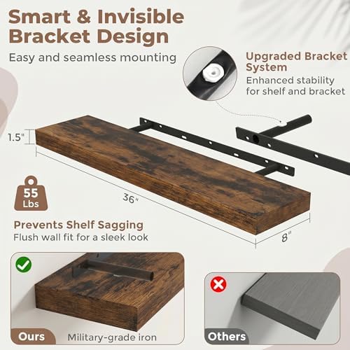 36 Inch Floating Shelves for Wall - Image 2