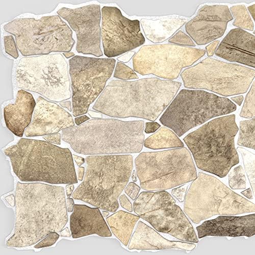 Dundee Deco 3D Wall Panels Faux Stone PVC Brown Beige, 3.2 ft X 2.1 ft - Image 3
