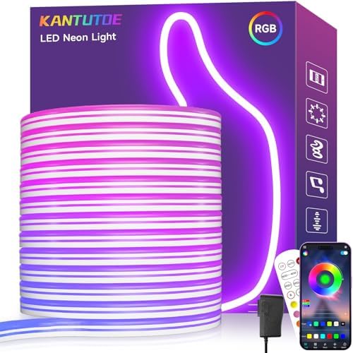 KANTUTOE LED Neon Rope Lights, 32.8ft RGB LED Light Strip, 24V Music Sync by KANTUTOE