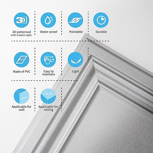 Art3d Paintable 3D Ceiling Tiles, 2 x 2 ft, Argent Silver - Image 6