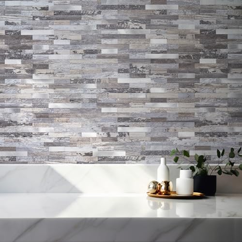 StyloVue 2 Sheets Peel and Stick Backsplash, Distressed Wood - Image 7