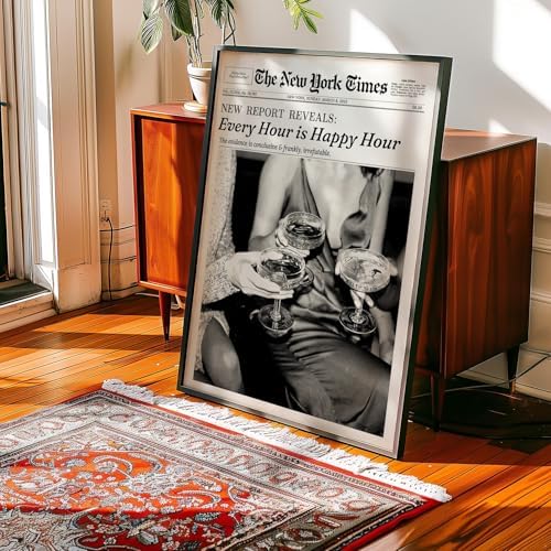 Retro Black and White Newspaper Wall Art 20x30inch Black Framed Every Hour Is - Image 4