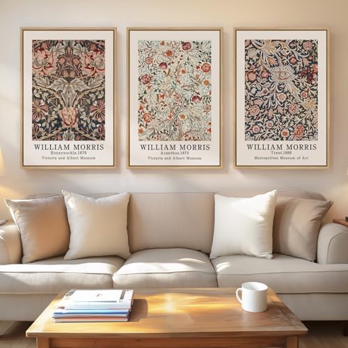 Large Framed William Morris Floral Canvas Wall Art by Cuspin