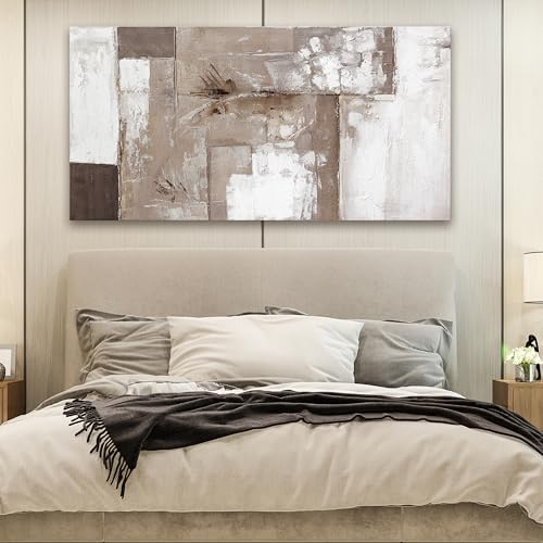 YISXINOAG Brown Grey White Abstract Wall Art Modern Fantasy Canvas 24"X48" - Image 2